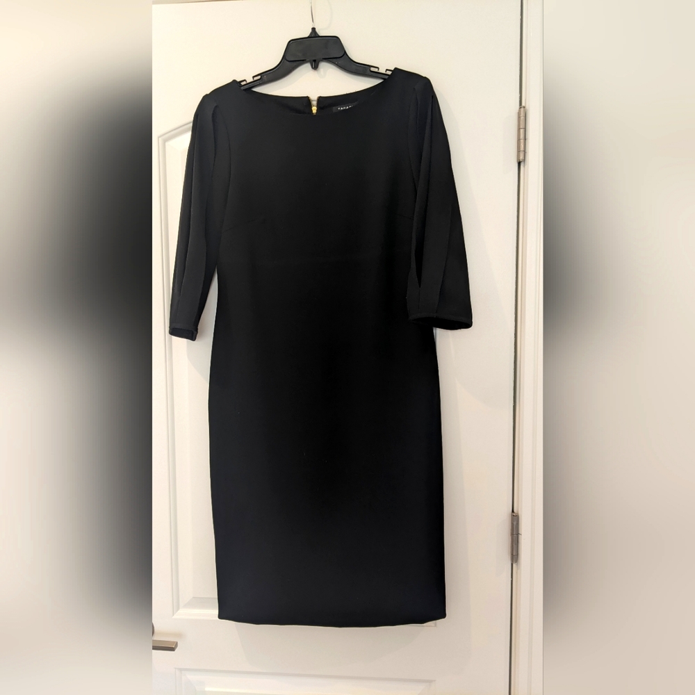 EUC Tahari ASL Black Shift Dress with Slit Sleeve Detail